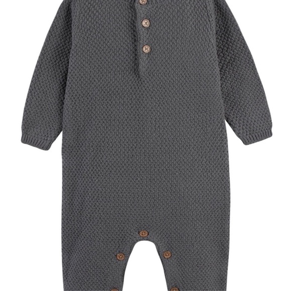 Gerber Baby Boys Charcoal gray sweater Knit Coverall, Cardigan, & Hat Set, 3-6M - Picture 2 of 15